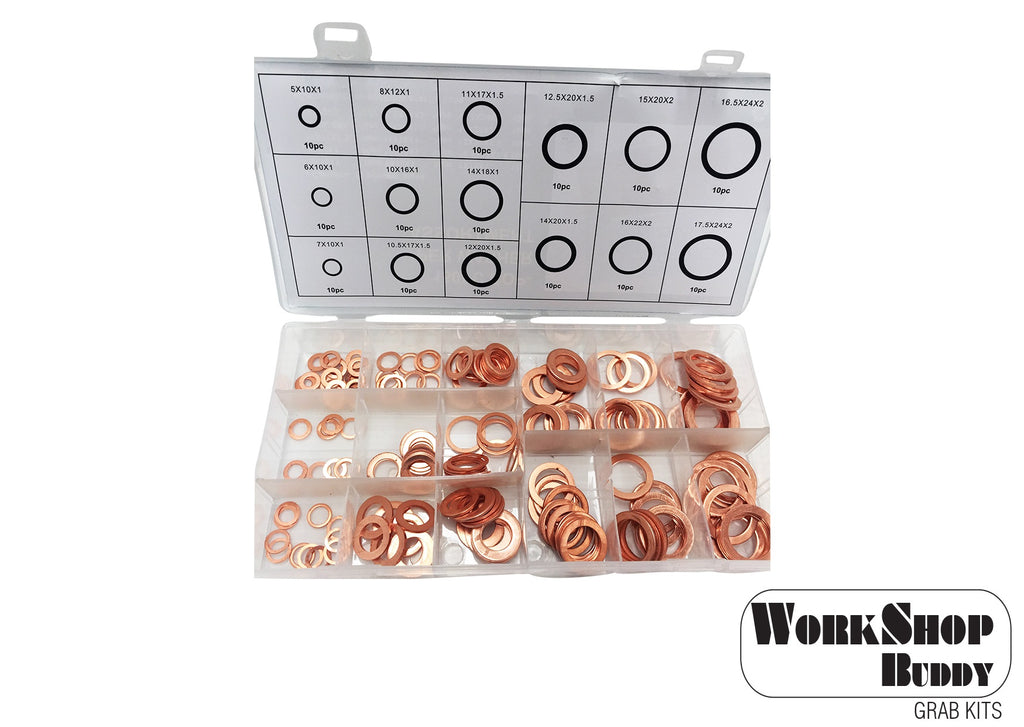 FD6043 Work Shop Buddy 150pc Copper Washer Kit - (5x10x1 - 17.5x24x2)