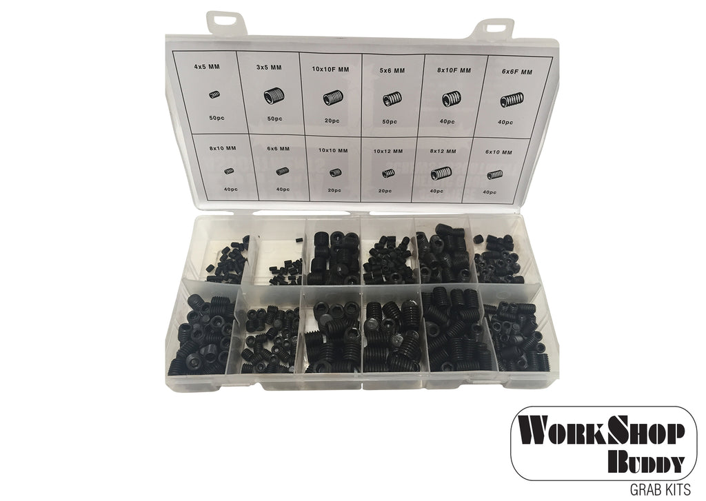 FD6158G Work Shop Buddy 450pc Grub Screw Metric Kit - (4x5mm - 10x12mm)